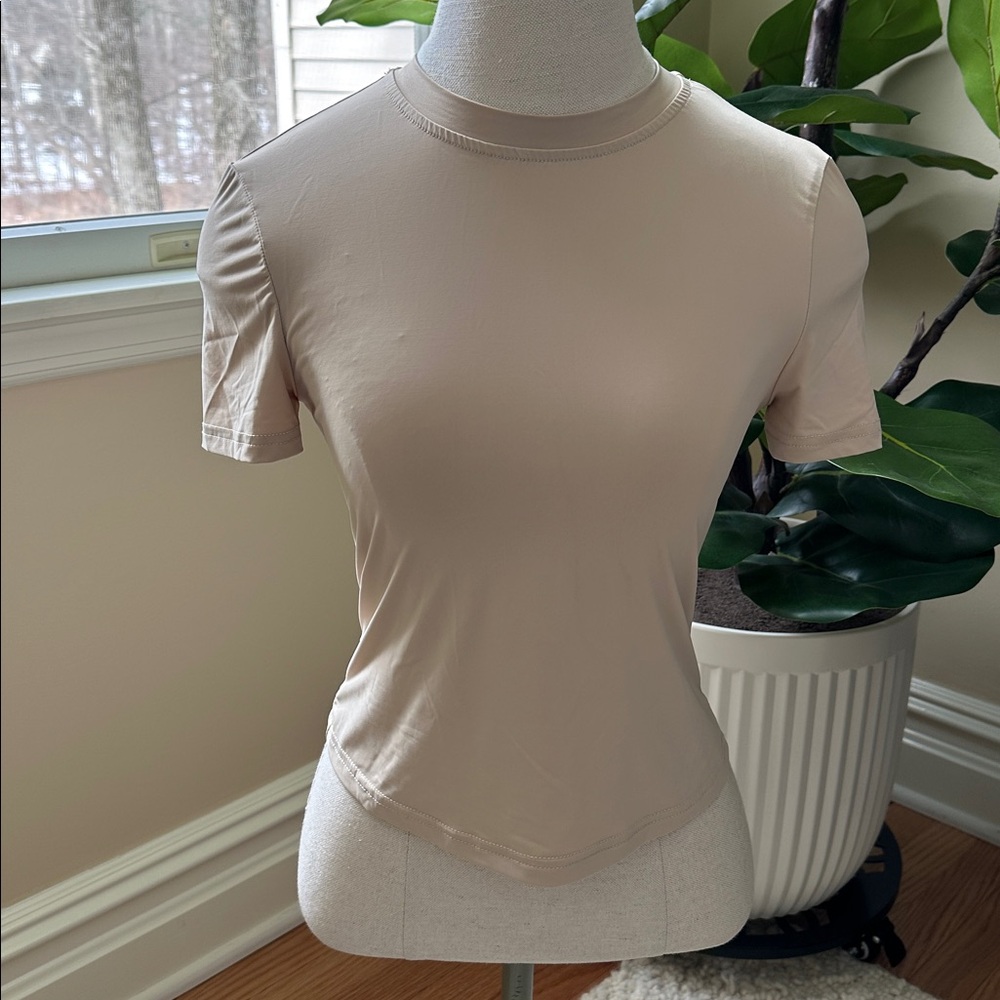 Polyester Nude Crewneck Cropped Top